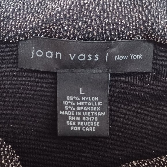 Joan Vass Black Shiny Sparkly Evening New Years Eve Night Out Top Size Large - Picture 3 of 6